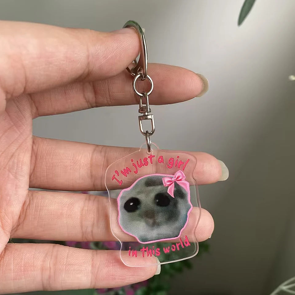 Sad Hamster Plush Keychain